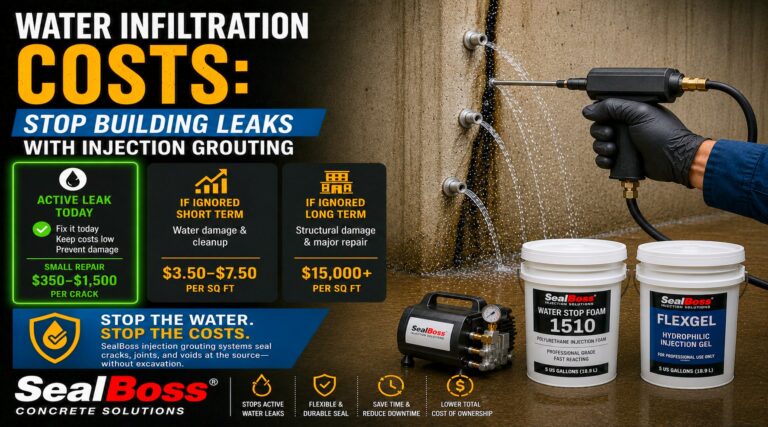 Water Infiltration Costs & Injection Grouting SealBoss Systems